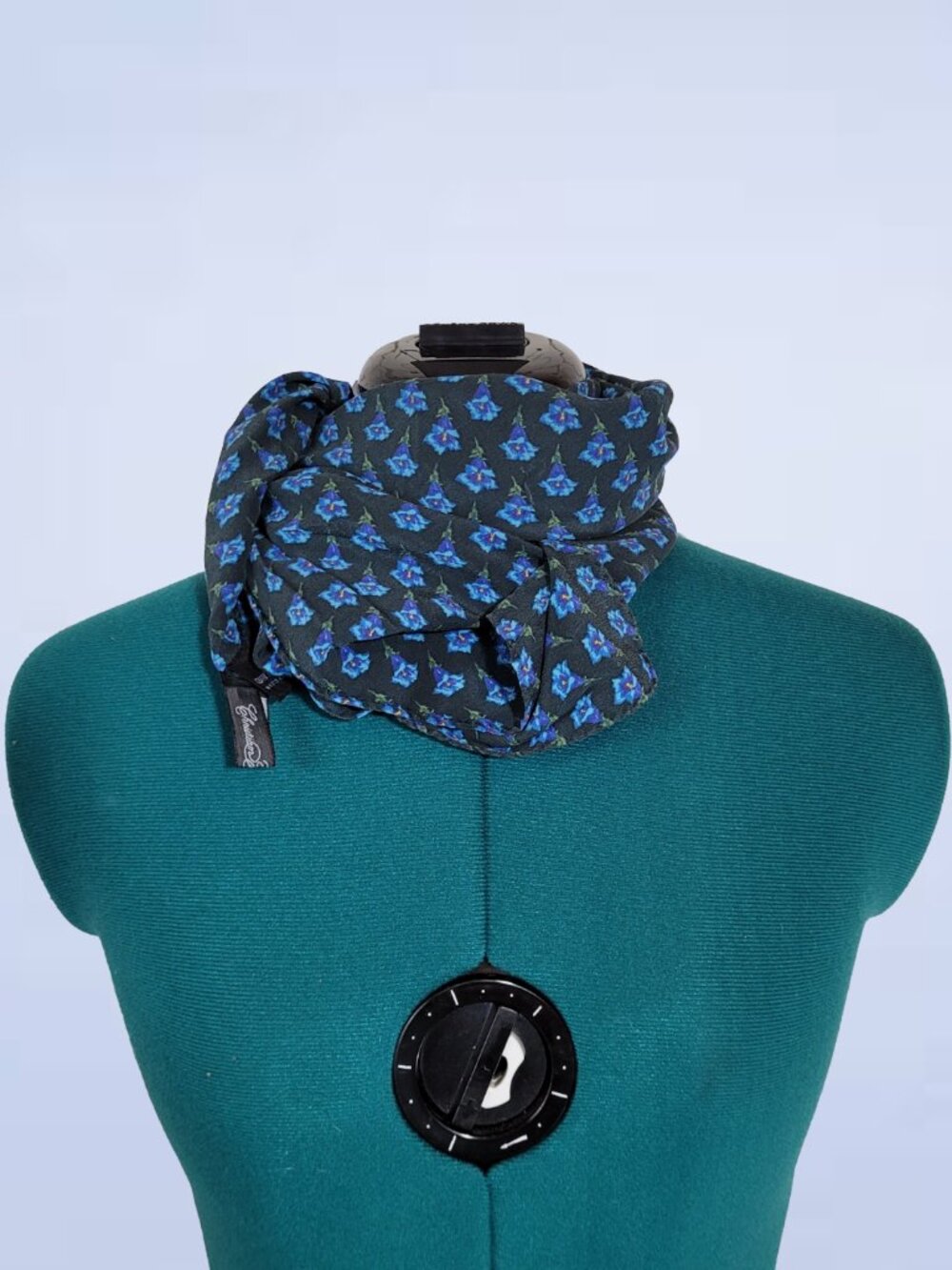 Vintage Christian Fischbacher Silk Scarf | High End Italian Blue Floral Neckwear